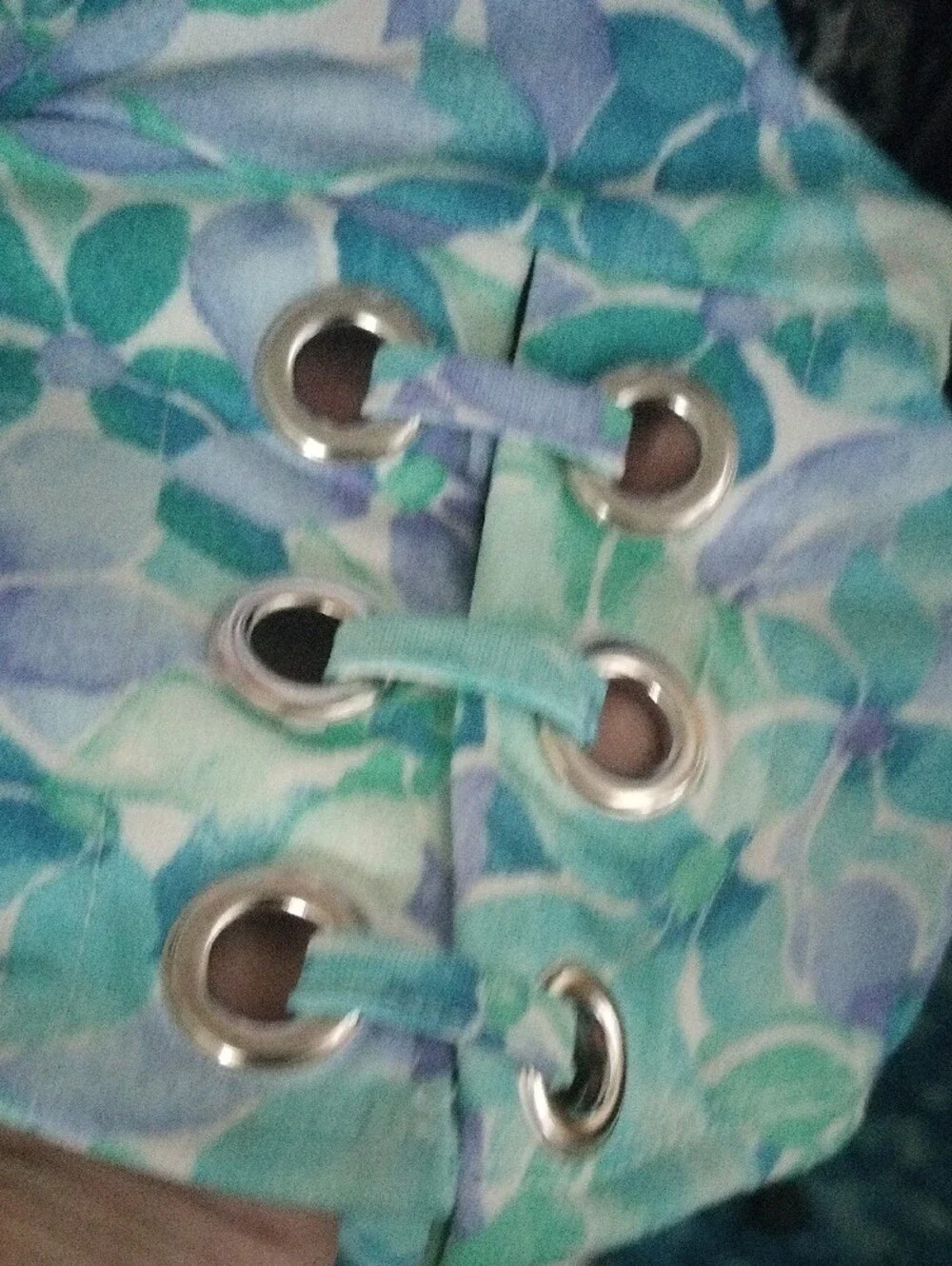 Floral V-Neck Short Sleeve Top in Aqua and Lavender